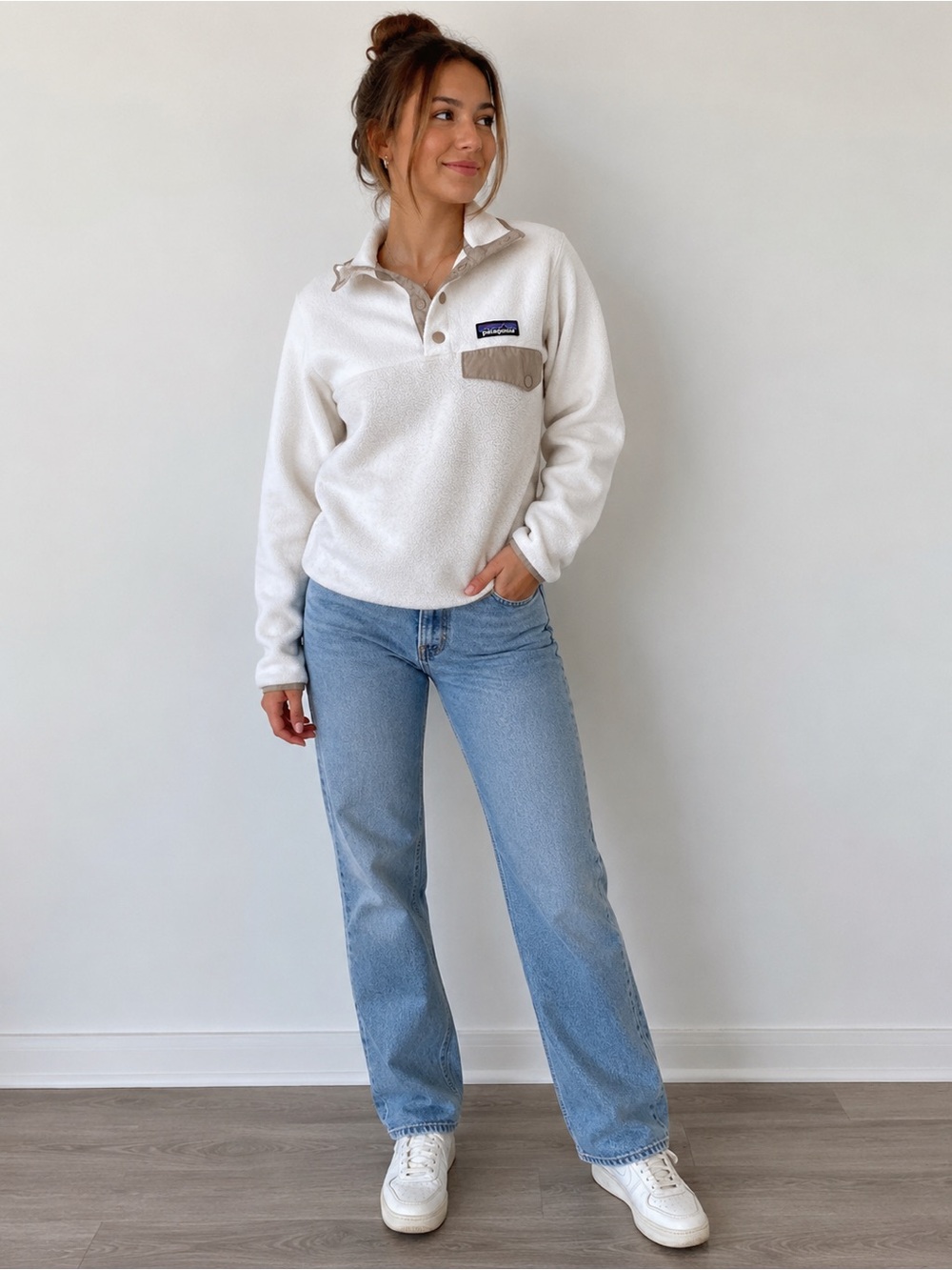 Patagonia Womens Synchilla Snap T fleece cream pullover XXS